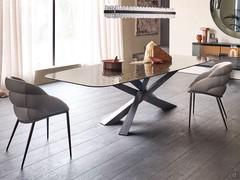 Table with steel legs Lancer by Cattelan in Moonglass MG01 Bronze finish