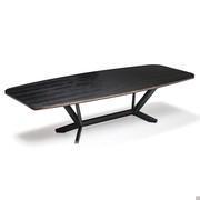 Planer table by Cattelan with shaped top in black painted open pore elm wood