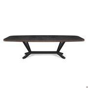 Table with shaped top Planer by Cattelan with brushed bronze painted profile