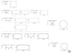 Table Planer by Cattelan - Schematics and dimensions of models with Keramik stone top (also in the version with lacquered mdf edge)