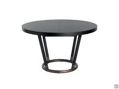 Round table Pipe all in Charcoal stained ash with burnished brass base detail