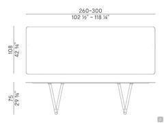 Schema dimensionale tavolo rettangolare Pipe