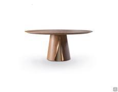 Table Velum round with wooden base and metal details