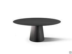 Table Velum round with smooth wooden base