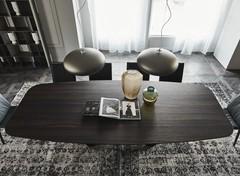 Top view of the living room table Skorpio by Cattelan with wooden top