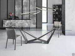 Design table in clear glass Skorpio by Cattelan