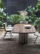 Dorian by Bonaldo rectangular barrel-shaped table in  solid wood blockboard