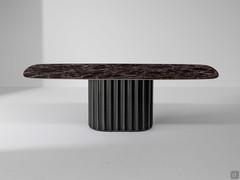 Dorian by Bonaldo rectangular barrel-shaped table with ceramic stone top 