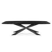 Spyder shaped rectangular table with marble effect Keramik top