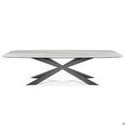 Spyder shaped rectangular table with marble effect Keramik top