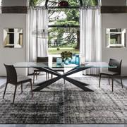 Spyder glass table by Cattelan with crossed metal base