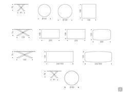 Table Spyder with Keramik top - patterns and dimensions, including round model cm 160 with beveled edge in mdf wood