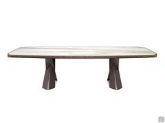 Mad Max by Cattelan table with Keramik top and edge and under-top in painted metal brushed bronze