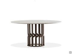 Round table Intreccio with solid wood base and fixed marble top Ø160 cm