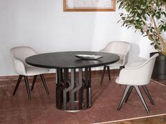 Extendable round wooden table Intreccio Ø140 cm