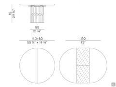 Dimensional scheme of table Intreccio extendable