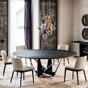 Skorpio table in the round model in wood veneer with Keramik stone insert