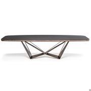 Skorpio table with brushed bronze painted rounded bottom profile