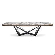 Skorpio table by Cattelan with Keramik top and bottom profile in brushed bronze painted metal