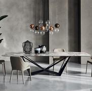 Skorpio table by Cattelan with shaped rectangular top in marble-effect Keramik