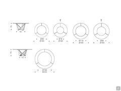 Skorpio table by Cattelan - Diagrams and dimensions of models in wood essence with Keramik stone insert