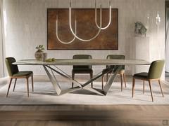 Skorpio Keramik table by Cattelan with Kaindy marble top, combined with Nahun lamp also by Cattelan