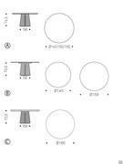 Dining table for 10 people Atrium by Cattelan - dimensional scheme: A) round wooden top B) round Keramik top C) round Keramik top with mdf wooden undertop