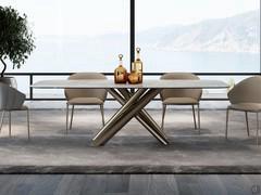 Ceramic top table Ivy in the fixed version with a barrel top, perfect for modern and refined living rooms