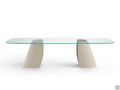 Akeyo shaped glass top table