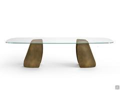 Akeyo shaped glass top table