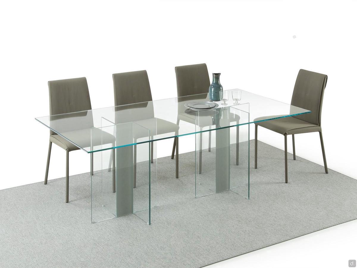 Erin entirely glass made table with a contemporary design