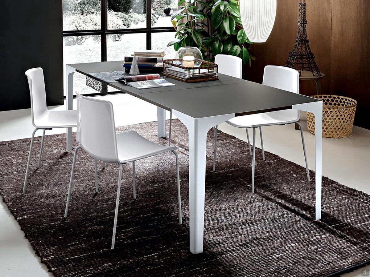 Garrick dining table with perimeter legs in London grey Fenix melamine