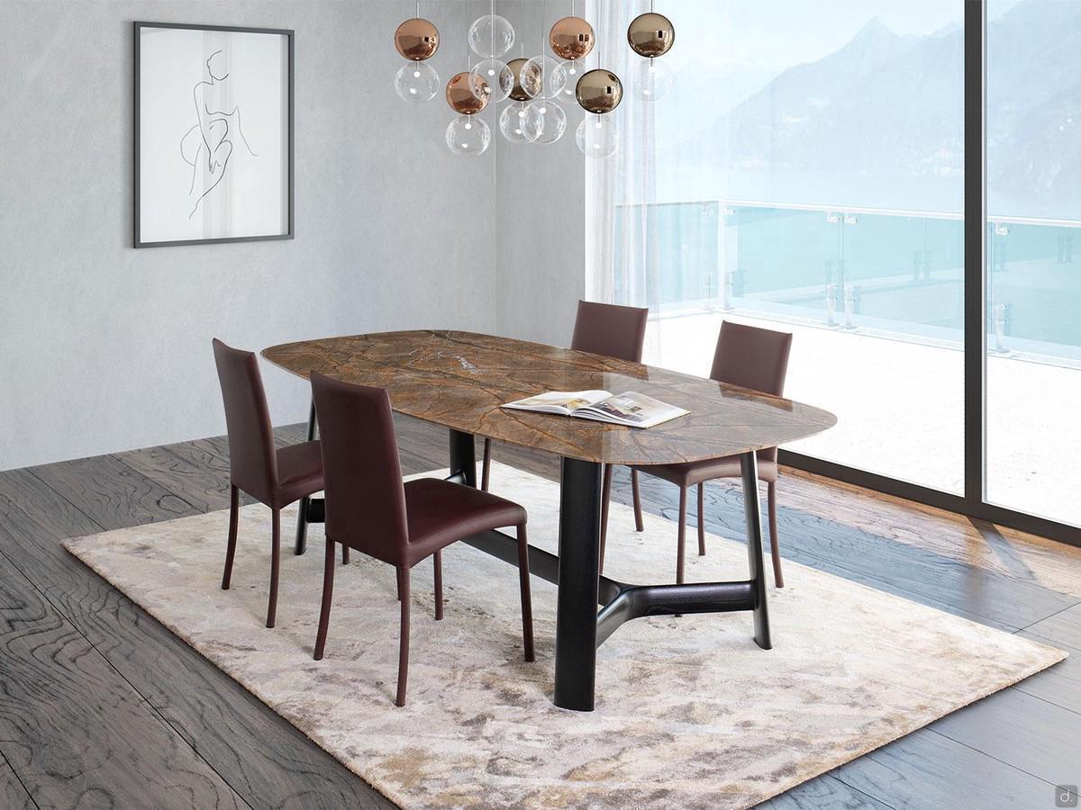 Living room table Conrad with rectangular shaped top cm 240 x 110 in Rainforest Brown marble