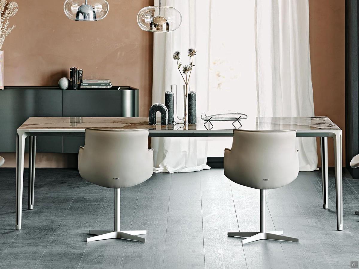 Minimalist table Boulevard by Cattelan in Keramik stone finish