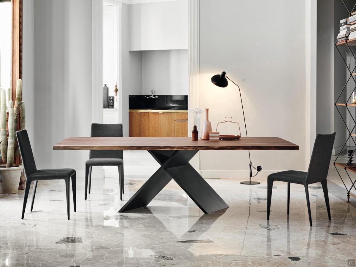 Rectangular wood and metal table Ax by Bonaldo