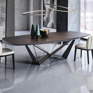 Skorpio design dining room table by Cattelan with Masterwood top