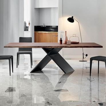 Ax wooden table with X legs by Bonaldo