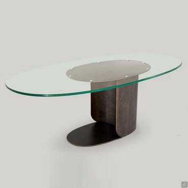 Phantom industrial design table in glass and metal