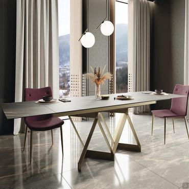 Ship marble-effect ceramic extending table