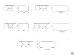 Table Planer by Cattelan - Schematics and dimensions of models with wood essence top