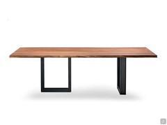 Sigma table by Cattelan with perpendicular legs and wooden top in Canaletto walnut