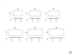 Flame table - Models and dimensions of rectangular shaped tops