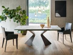 Prora extending table by Bonaldo with double bronze metal base