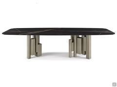 The Skyline table is also offered with a shaped 'barrel' top in Keramik stone: here we see it shown in the sahara noir variant