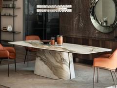 Modern Cattelan Napoleon table with central ceramic base in the barrel-top version