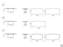 C) Napoleon table with wooden top and bevelled edge D) Napoleon table with wooden top and rounded, varnished lower edge E) Napoleon table with wooden top with slanted, rounded edges