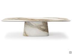 Table with central base Napoleon by Cattelan available with different types of edge processing