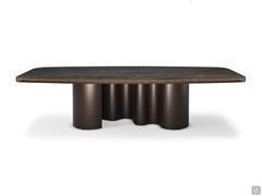 Papel table by Cattelan with brushed bronze matt lacquered mdf wood edges