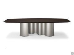 Papel table by Cattelan with wooden top and GFM11 titanium embossed metal base