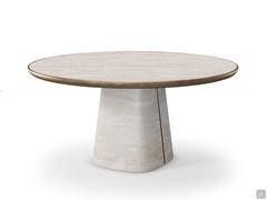 Round table with central base Rado by Cattelan in the version with rounded corners and rounded top in matt lacquered mdf wood